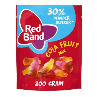 Red Band Cola fruit winegum 30% minder suiker